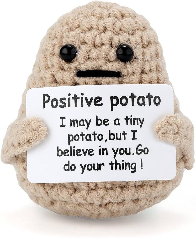 TOYMIS Mini Funny Positive Potato, 3 inch Knitted Potato Toy with Positive Card Creative Cute Woo... | Amazon (US)
