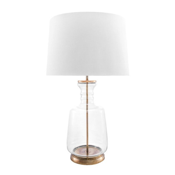 nuLOOM 24" Emma Clear Glass Cotton Shade Gold Table Lamp - 15"W x 15"D x 24"H | Bed Bath & Beyond