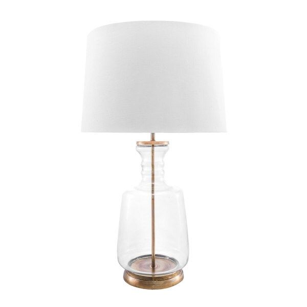 nuLOOM 24" Emma Clear Glass Cotton Shade Gold Table Lamp - 15"W x 15"D x 24"H | Bed Bath & Beyond