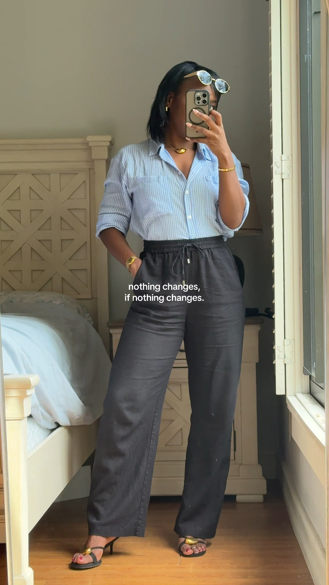 Effortless, elevated style ✨
I paired linen pants with a classic striped top, gold jewelry, and kitten heels for a timeless everyday look. This outfit is simple, chic, and easy to recreate, perfect for spring or summer 🤍

#LinenPants #StripedTop #OutfitInspo #MinimalStyle #ElevatedBasics #ChicOutfits #StyleInspo #EffortlessStyle #ClassicStyle #OOTD

#LTKFindsUnder100 #LTKWorkwear #LTKOver40