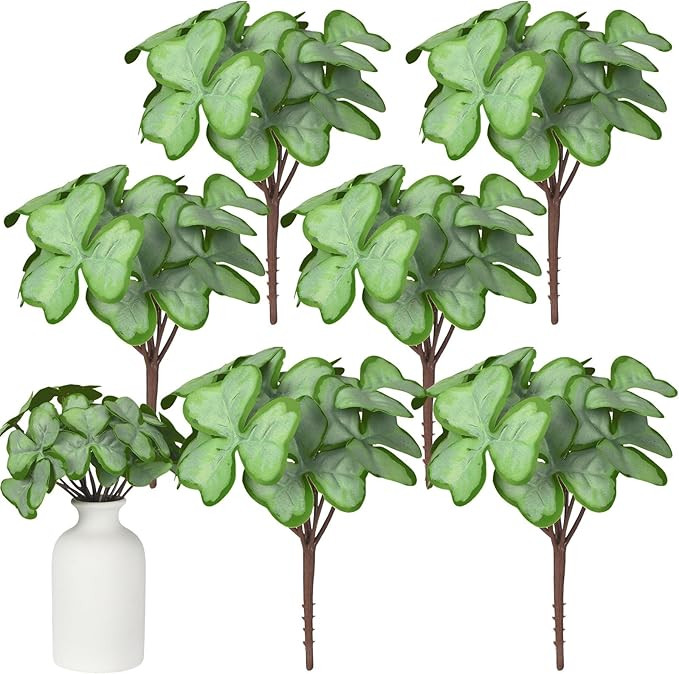 6 Bunch St Patricks Day Decoration Artificial Shamrock Plant for Faux Shamrock Pick Flower Stem I... | Amazon (US)