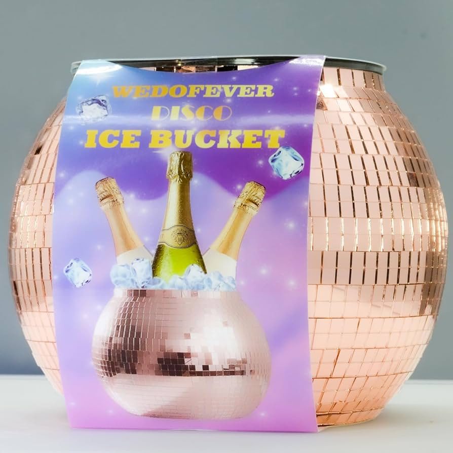 Amazon.com: Disco Ball Ice Bucket Rose Gold Funky Decor Glasses Diffuser Retro Themed Bachelorett... | Amazon (US)