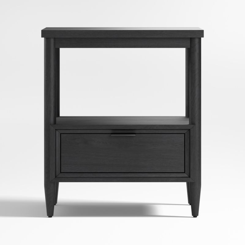 Bodie Ebonized Black Wood Kids Nightstand with Drawer + Reviews | Crate & Kids | Crate & Barrel