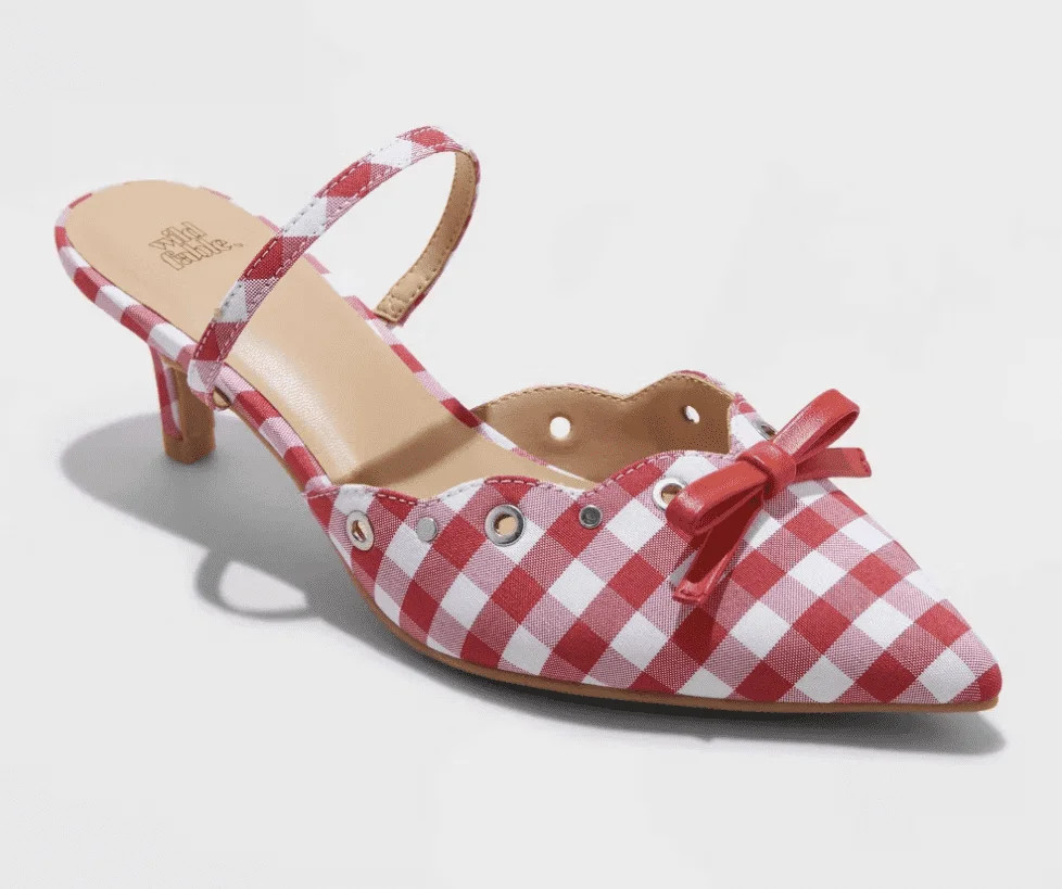Women's Lysandra Gingham Eyelet Kitten Heels Red 6 | Walmart (US)