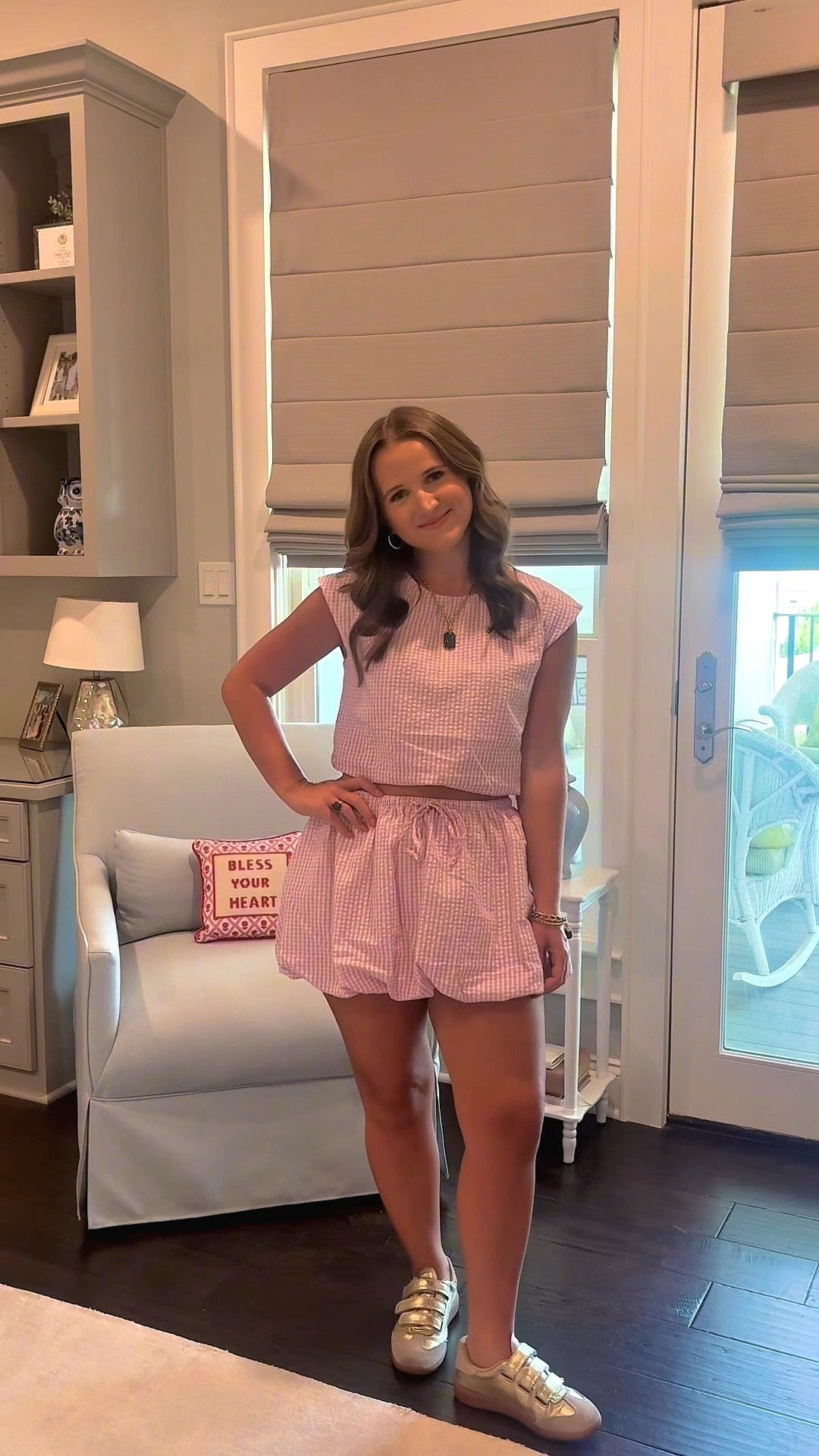 Styling this adorable pink gingham bubble skirt set from CocoLilly’s Boutique!  Paired it with my favorite gold hoops from Kendra Scott and some
Blue Spartina 449 Jewelry! Perfect for a college class outfit, end of summer celebration, or running errands! 

#LTKStyleTip #LTKFindsUnder50 #LTKU