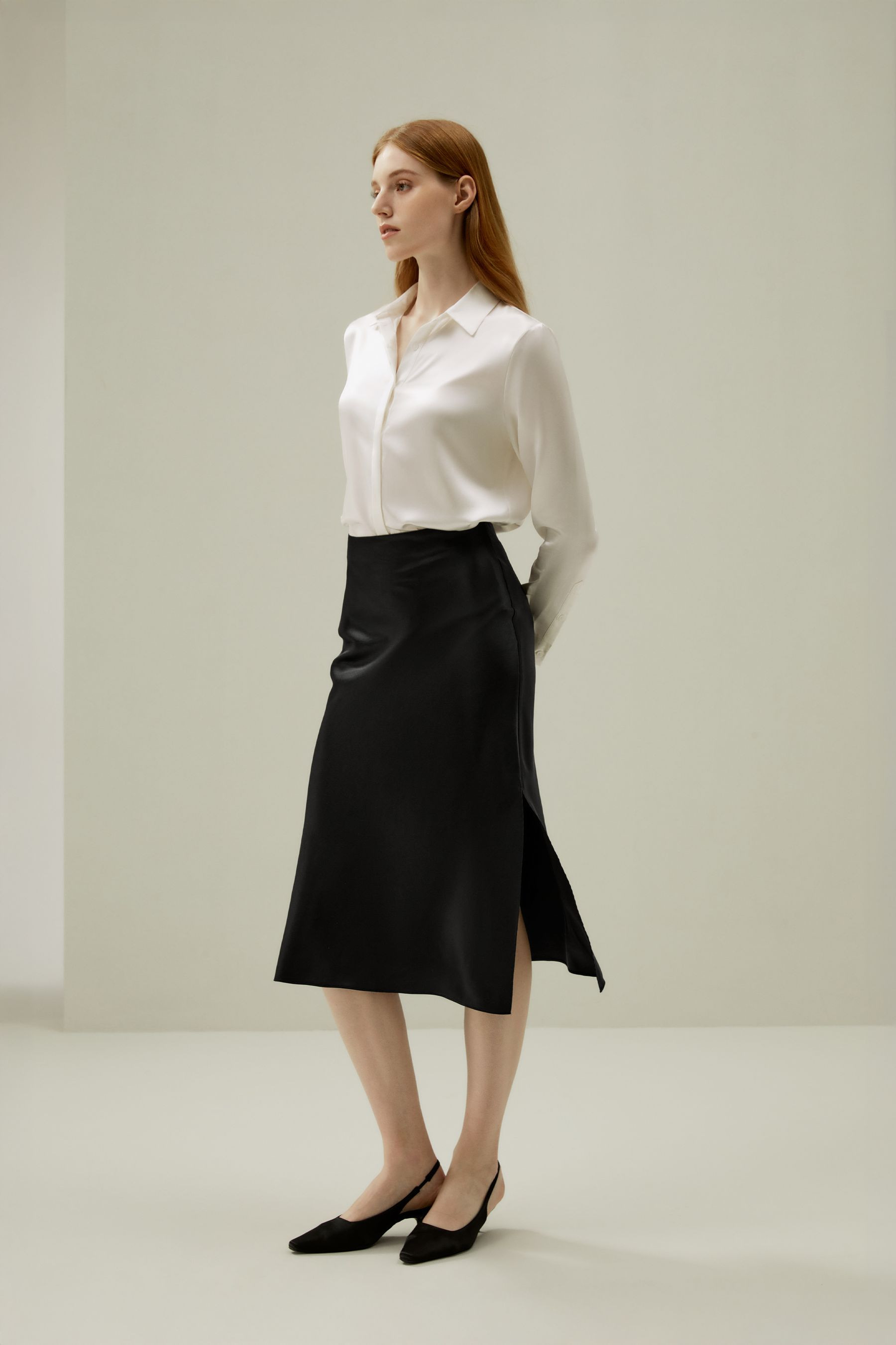 Basic Concealed Placket Silk Shirt | LILYSILK