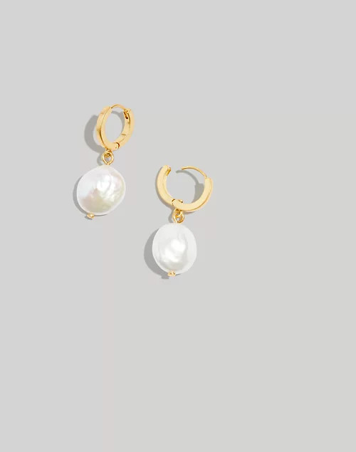 Freshwater Coin Pearl Huggie Hoop Earrings | Madewell