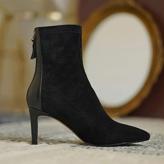 Women Ankle Boots Autumn and Winter Stiletto Pointed Toe Solid Color Comfortable Back Zipper Wome... | Amazon (US)