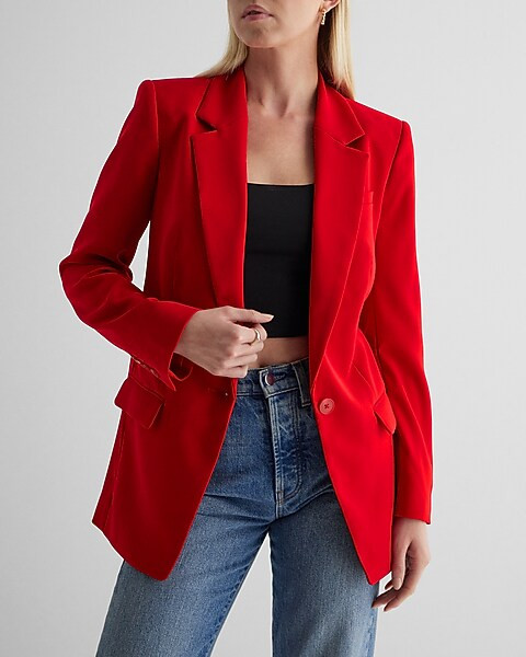 One Button Cinched Boyfriend Blazer | Express