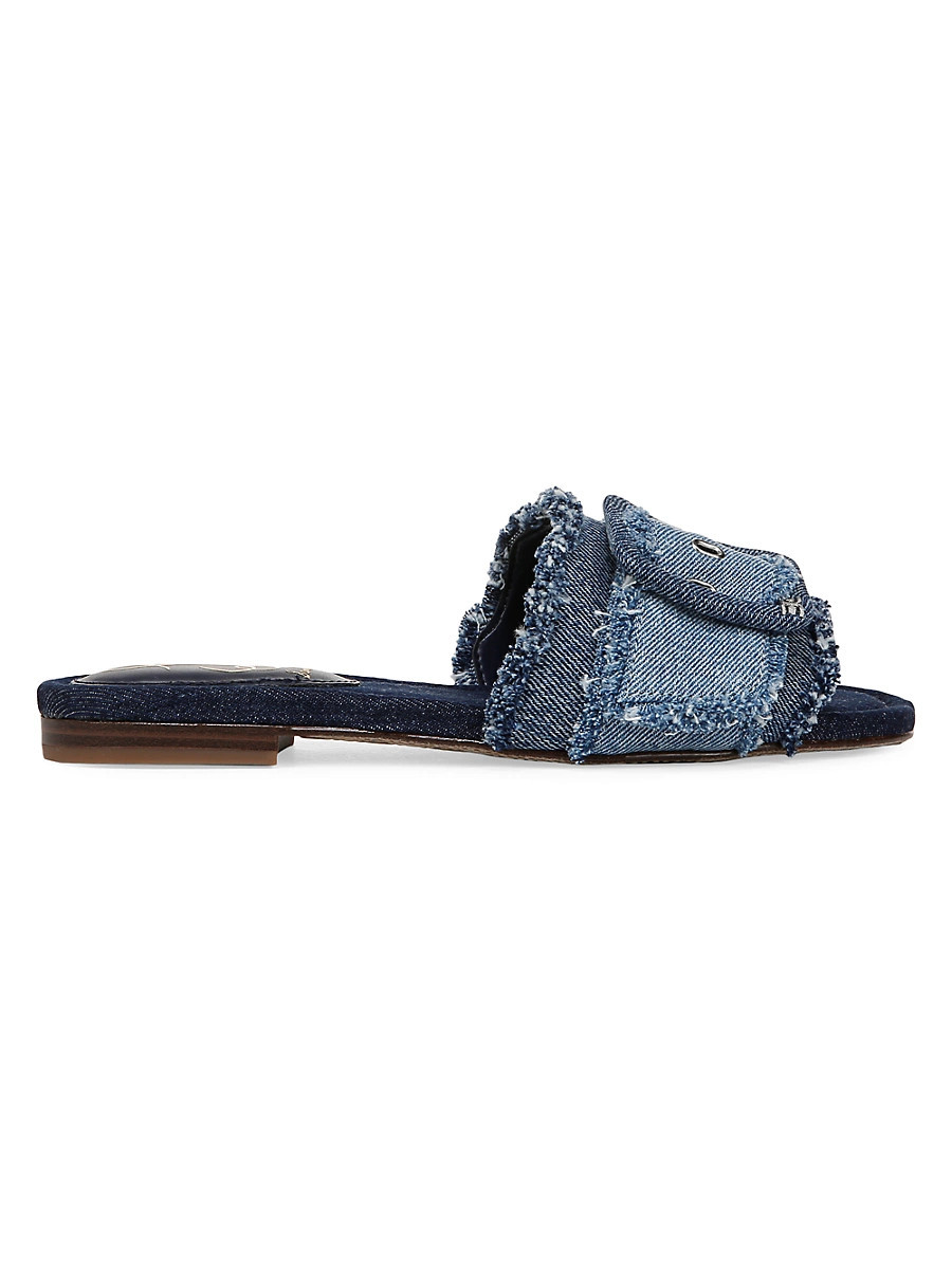 Women's Bambi Fray Denim Slide Sandals - Blue Multi - Size 7.5 | Saks Fifth Avenue