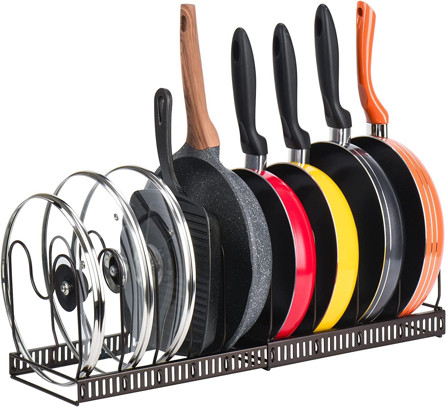 Toplife Pots and Pans Organizer Rack for Cabinet and Countertop, 10+ Pot Lids, Bakeware and Cookw... | Amazon (US)