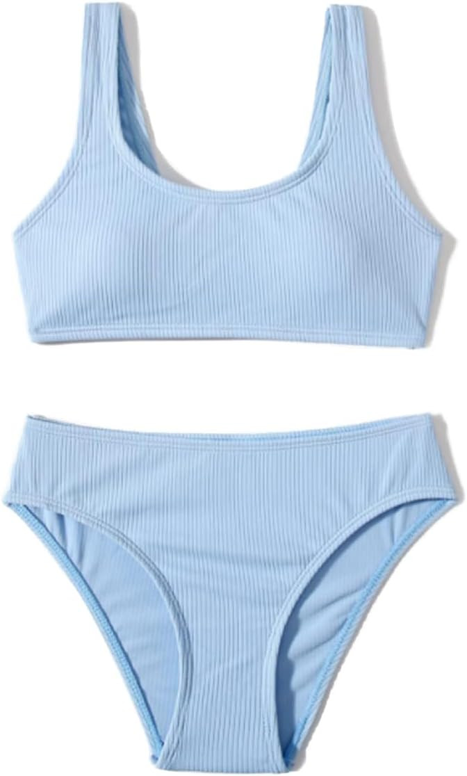 MIENOE Teen Girls Two-Piece Bikini Swimsuits | Removable Chest Pad Nylon Swimwear Kids Size 6-17 ... | Amazon (US)