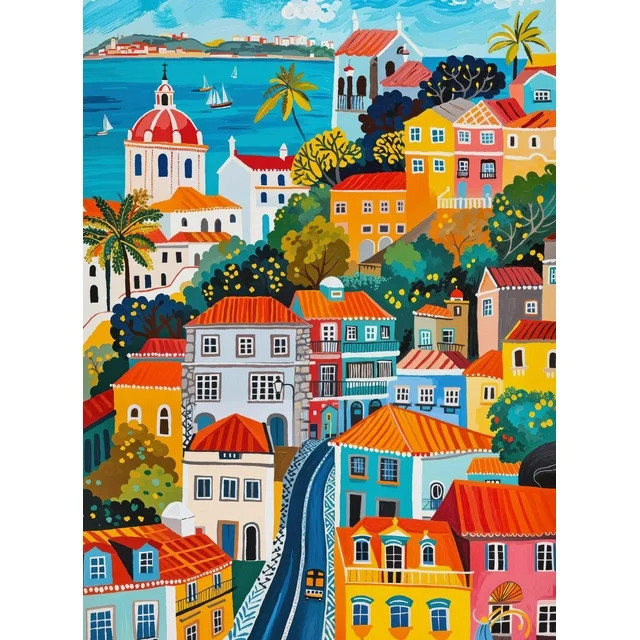 Cross & Glory - Vibrant Vistas of Lisbon - 1000 Piece Jigsaw Puzzle for Adults | Folk Art Style |... | Walmart (US)