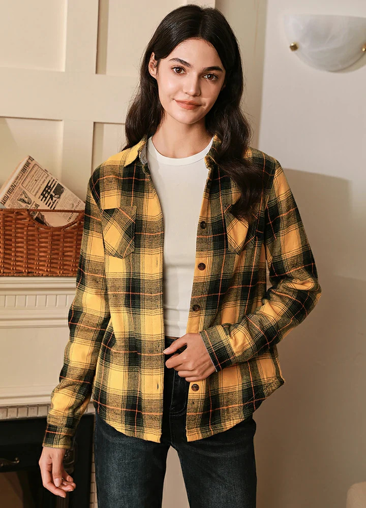 Women's Fleece Lined Plaid Button Down Flannel Shirt Jacket | FlannelGo