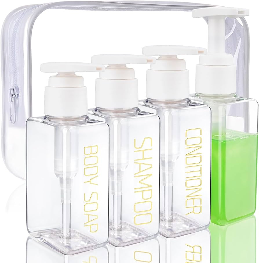 Travel Bottles Travel Accessories Toiletries 4 Pack 3.7oz/110ml Travel Shampoo And Conditioner Bo... | Amazon (US)