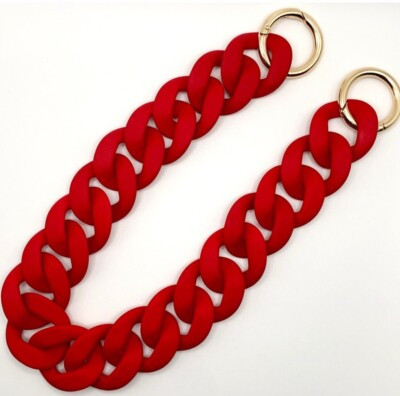 Smooth finish acrylic large chunky chain link bag strap in red, gold hardware  | eBay | eBay CA
