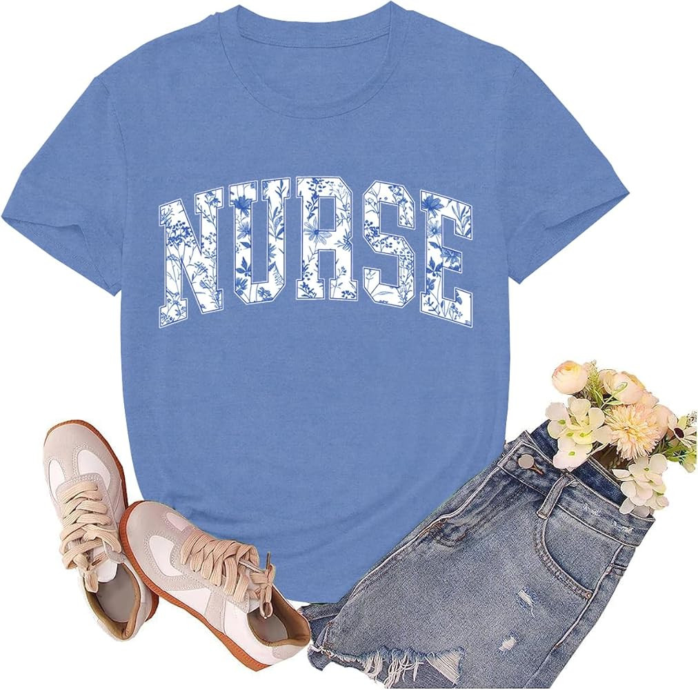 Nurse Shirt for Women School Registered Nurse Week T-Shirt Nursing Life Tees Tops | Amazon (US)