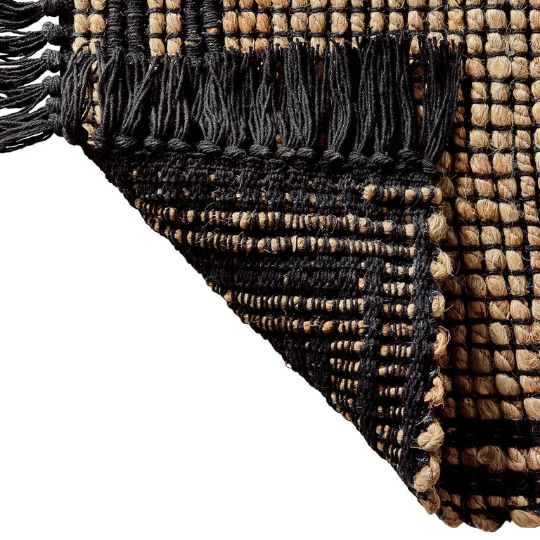 Better Homes & Gardens Black & Natural Interlocking Jute 30" x 46" Accent Rug | Walmart (US)