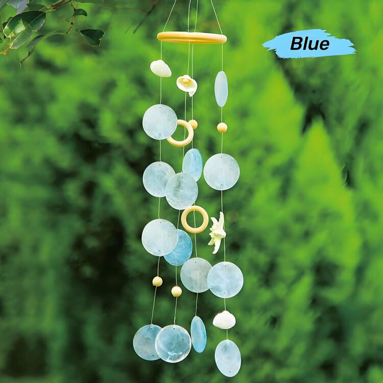 1pc Starfish Mirror Wind Chime, Artistic Wooden Shell Wind Chime, Home Window Sill Entryway Decor, Beach House Decor, Home Decor, Gift, Yard Garden Decoration, Christmas Decor, Christmas Ornament, Thanksgiving Christmas Gift | SHEIN