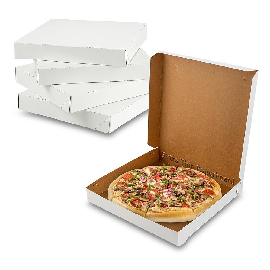 MT Products White Extra Thin Pizza Boxes 10" x 10" x 1.5" - Clay Coated Paperboard Pizza Box (Pac... | Amazon (US)