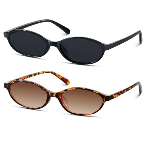 KUGUAOK Retro Oval Sunglasses for Women 90s Design Small Cat Eye Sun Glasses UV Protection Y2k Tr... | Amazon (US)