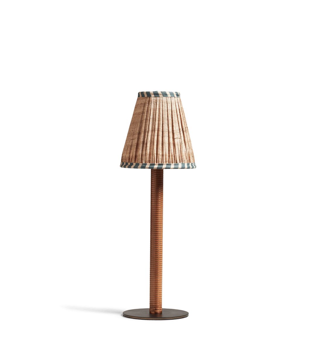 Olira Wireless Table Lamp and Elgin Shade - Natural/Teal | OKA US