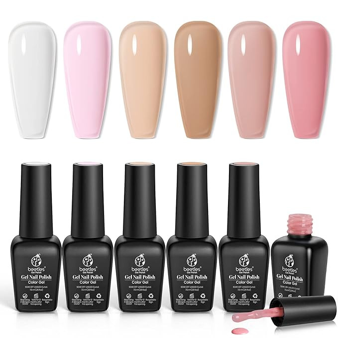 Beetles Gel Polish Set- 6 Colors Transparent Jelly Milky White Sheer Pink Nude Gel Polish Kit Ult... | Amazon (US)