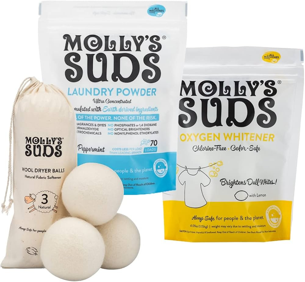 Molly's Suds Starter Pack | Includes 70 Load Natural Laundry Powder, 1 Package of Wool Dryer Ball... | Amazon (CA)