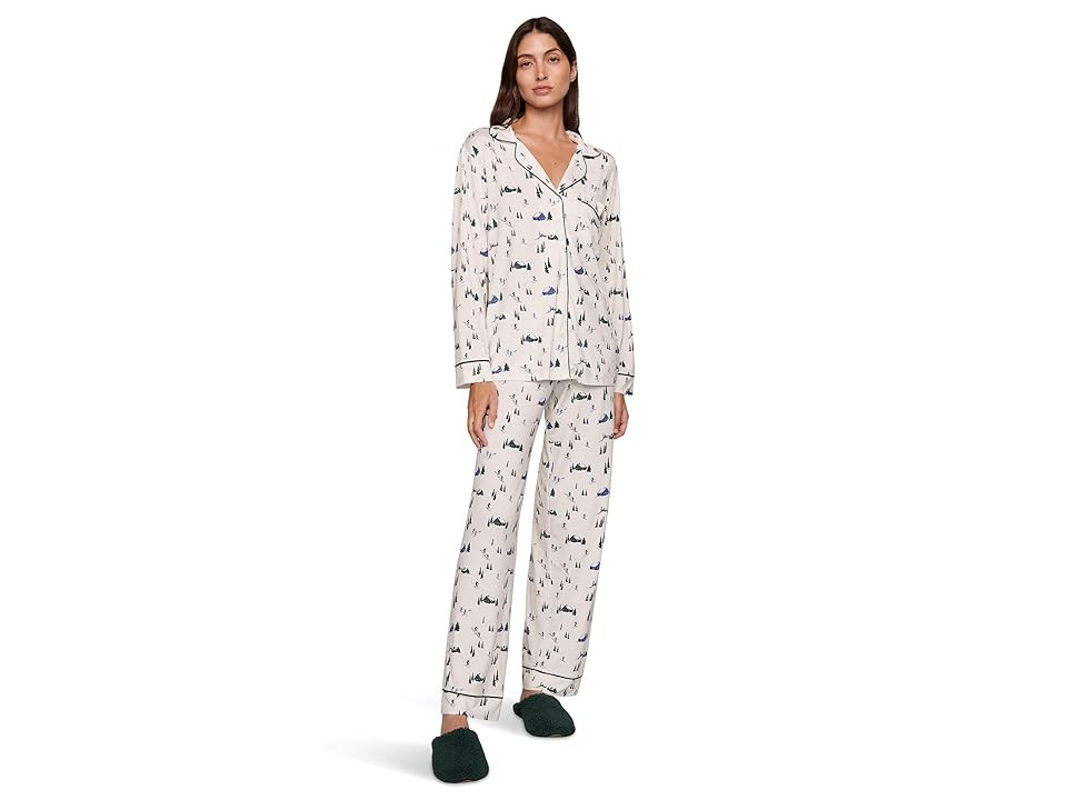 Eberjey Gisele Printed Long Pj Set Women's Pajama Sets Ski Chalet Ivory/Pine : XS, Spandex/Modal/Jersey | Zappos