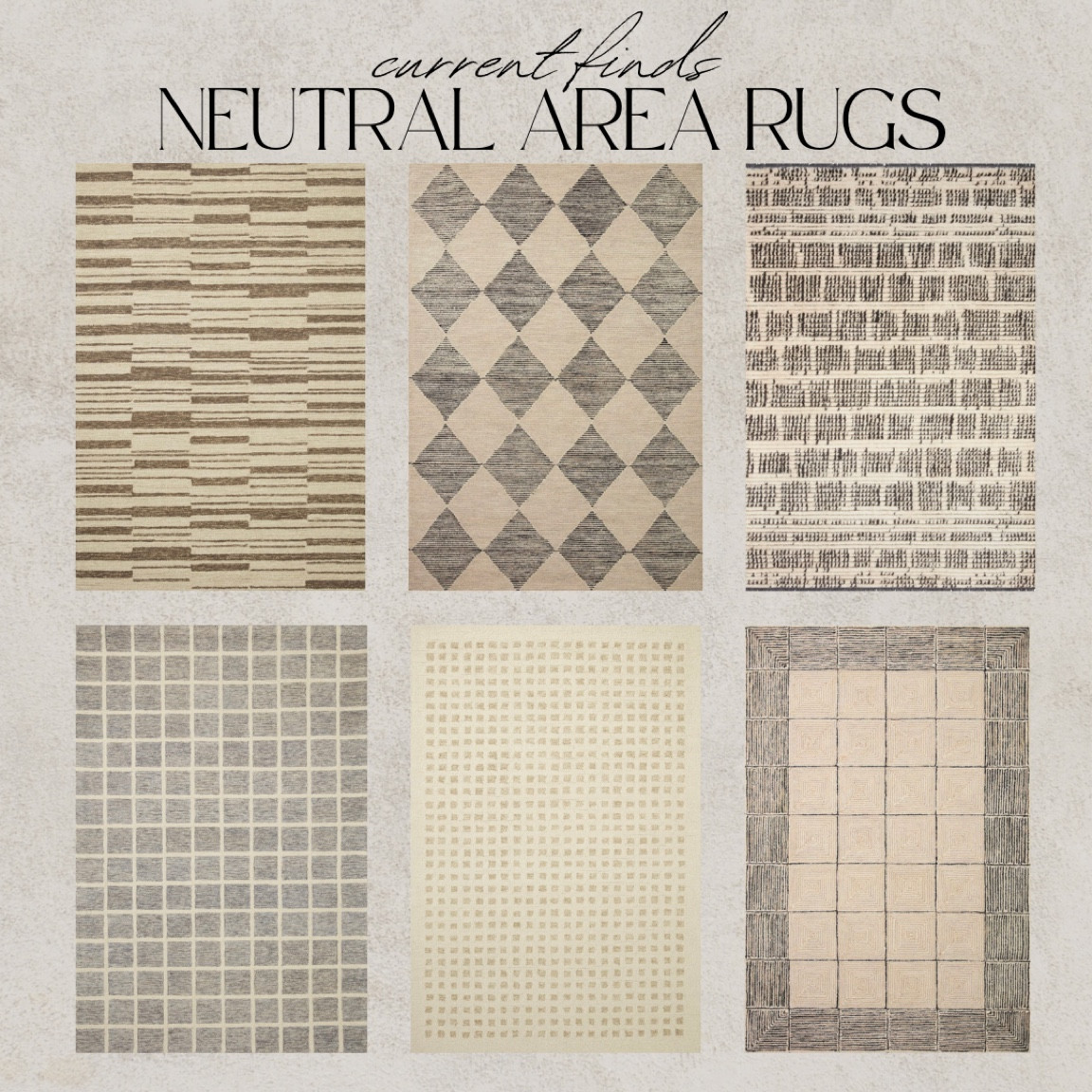 Neutral area rugs, brown rug, beige, organic modern living room, checkered rug, striped rug

#LTKfindsunder100 #LTKhome #LTKSeasonal