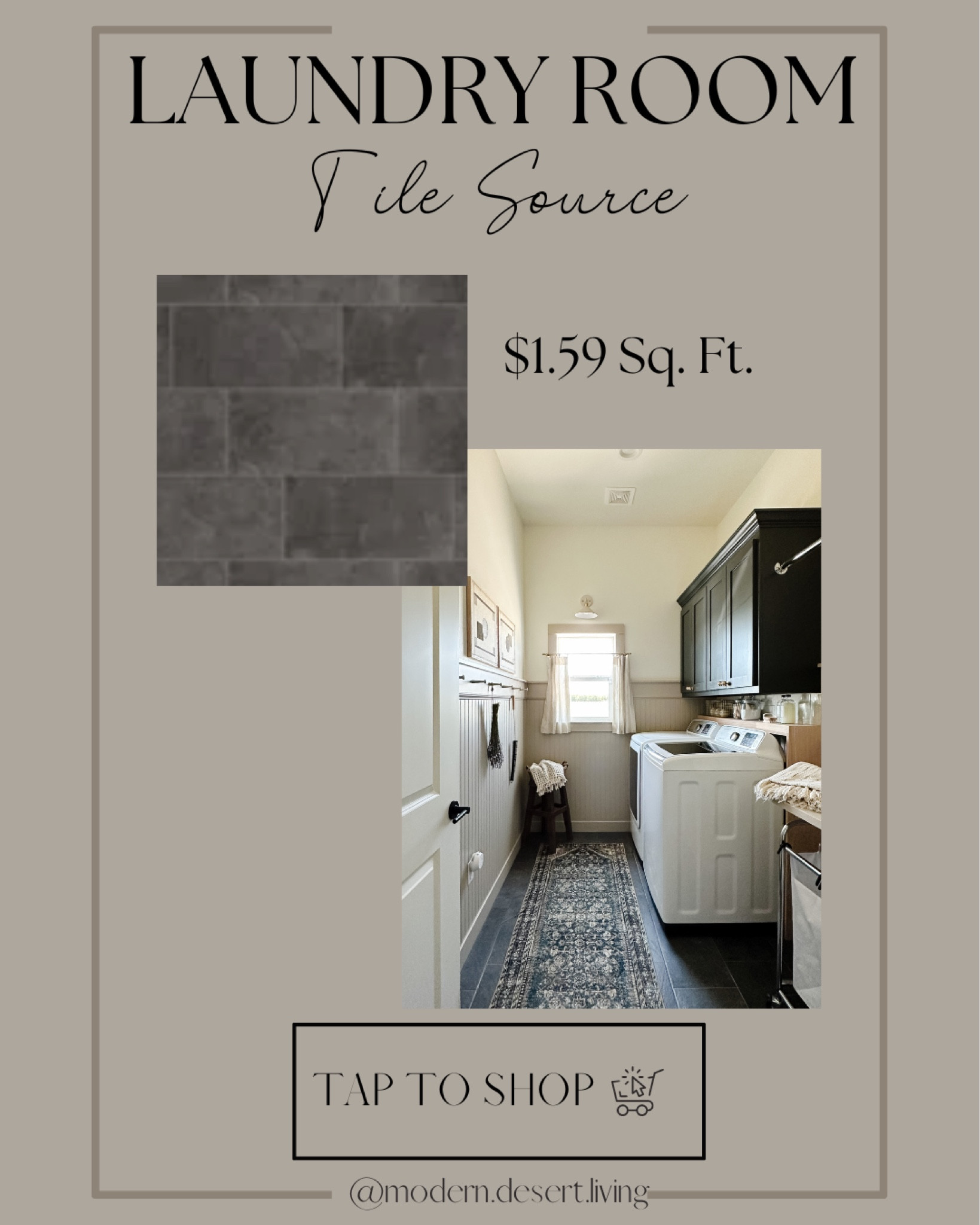 Laundry Room Tile flooring that looks like tumbled slate stone without the price tag! 

#LTKhome
