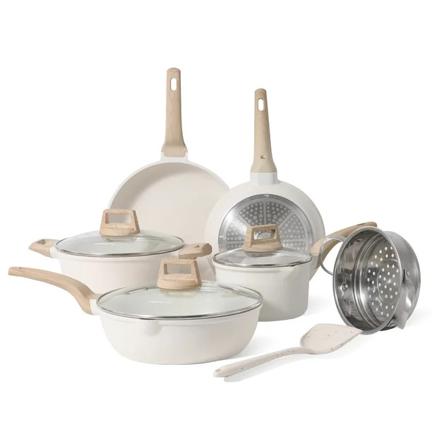 Carote Nonstick Pots and Pans Set, 10 Pcs Induction Kitchen Cookware Sets(White Granite) | Walmart (US)