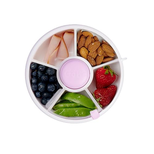 GoBe Kids Small Snack Spinner Flip Bundle with Hand Strap and Sticker Sheet - Reusable Snack Container with 5 Compartment Dispenser and Lid | BPA/PVC Free | Dishwasher Safe | No Spill - Taro Purple | Amazon (US)
