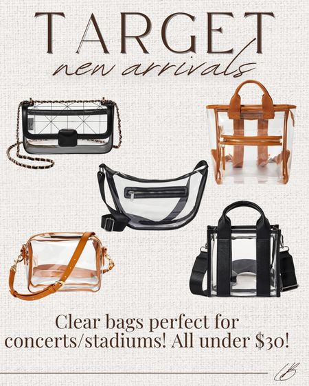 New clear bags from Target! These are perfect for concerts/ stadiums/ amusement parks! All under $30! 

#LTKstyletip #LTKfindsunder50 #LTKSeasonal
