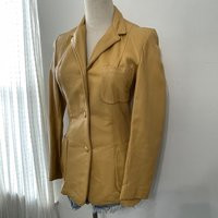 Vintage Yellowish Tan Leather 3 Button Blazer Jacket | Etsy (US)