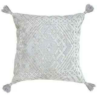 LR Home Arcane Silvery Gray Traditional Textured Medallion Poly-Fill 20 in. x 20 in. Indoor Throw... | The Home Depot