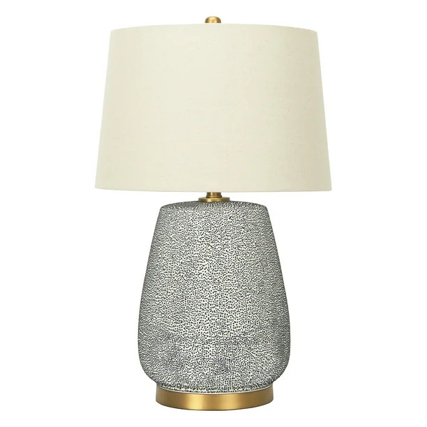 Ember Interiors Textured Blue Glaze Ceramic Table Lamp with Natural Linen Shade - Walmart.com | Walmart (US)