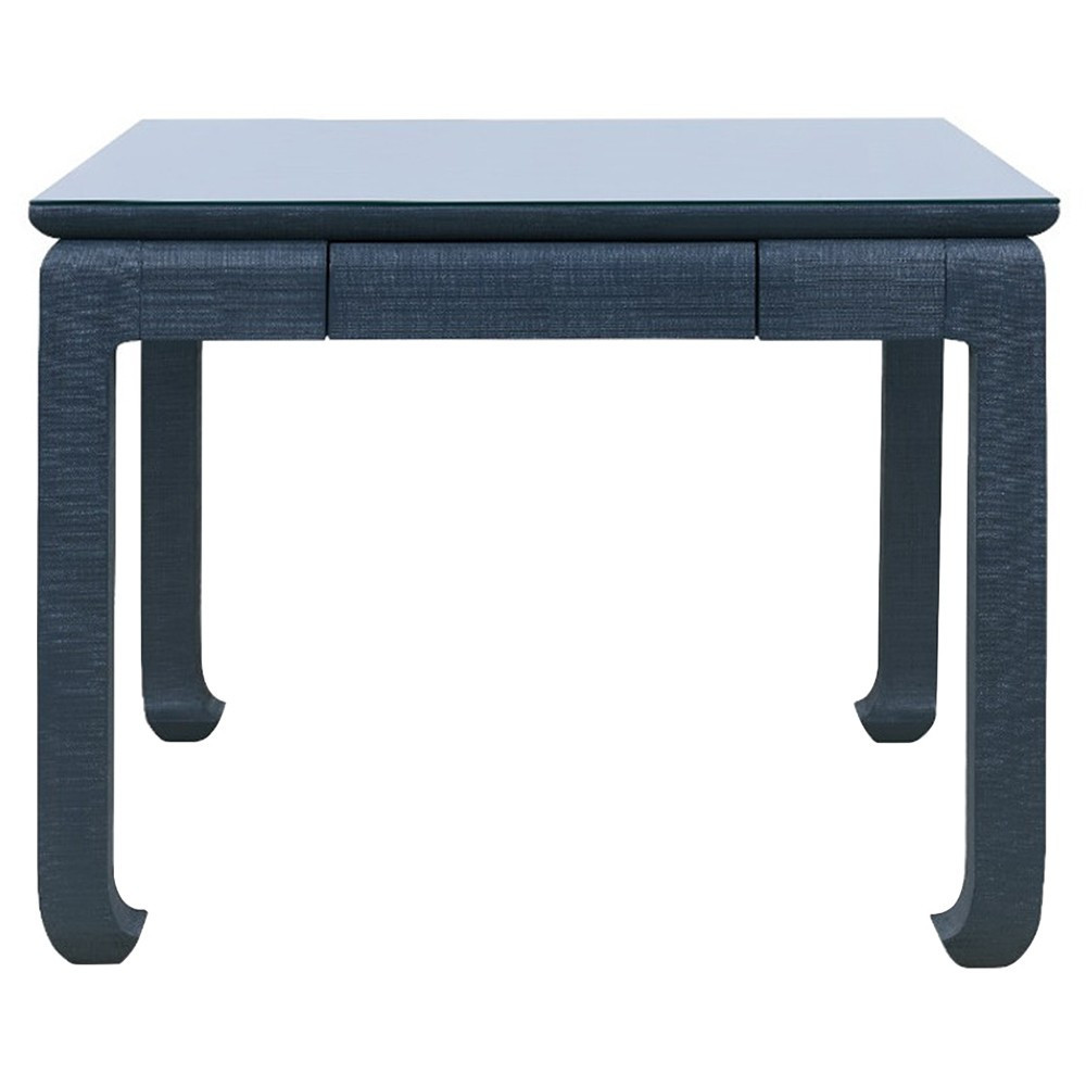 Bethany Coastal Beach Blue Linen Wood Game Table - 38 | Kathy Kuo Home