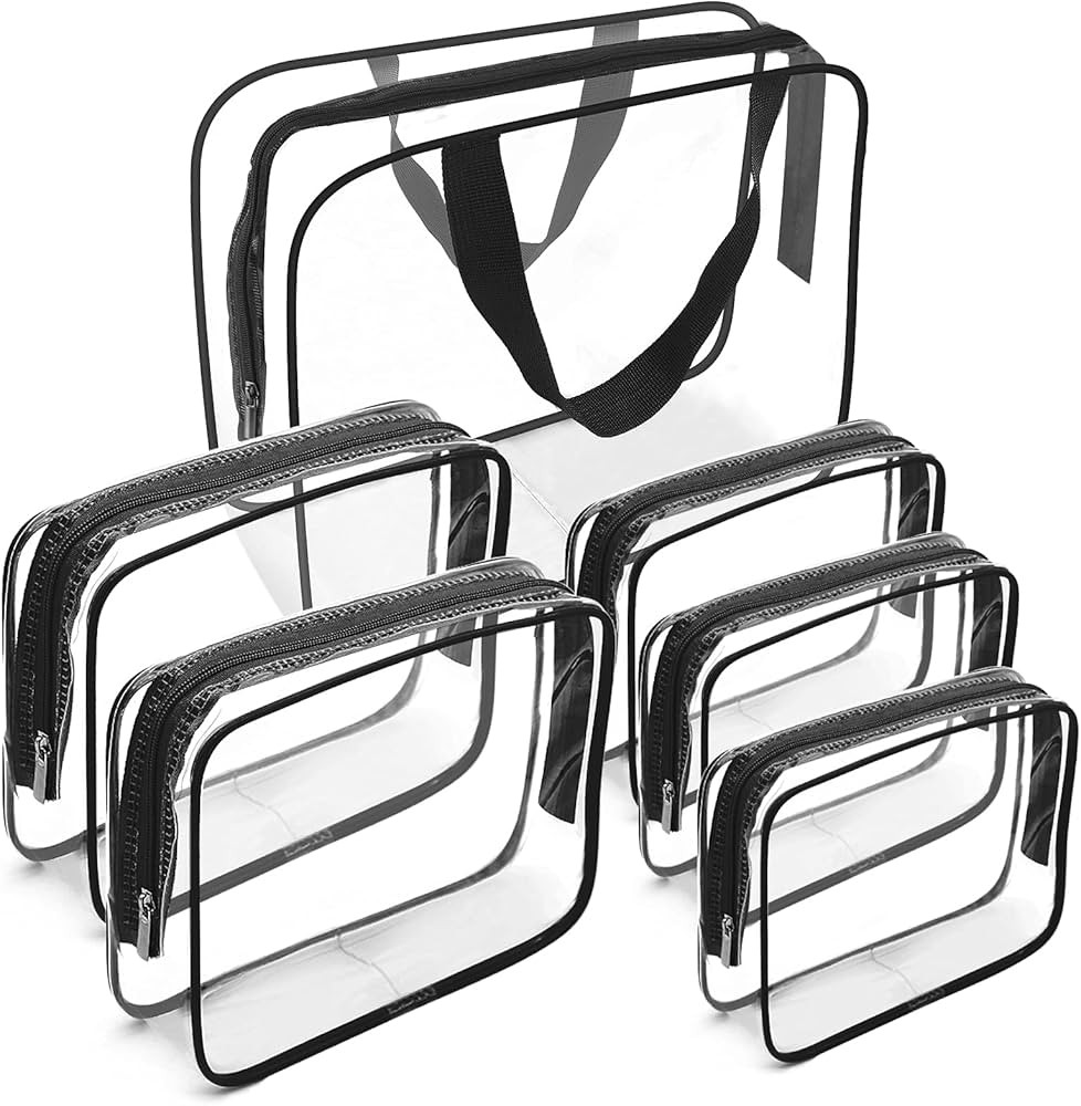 Clear Makeup Bags, APREUTY TSA Approved 6 Pcs Cosmetic Makeup Bags Set Clear PVC with Zipper Hand... | Amazon (US)