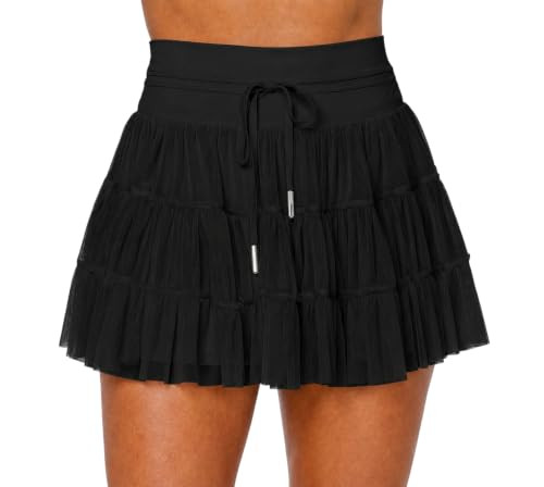 Women High Waist Mini Skorts Flowy Ruffle Athletic Tennis Skirts | Amazon (US)