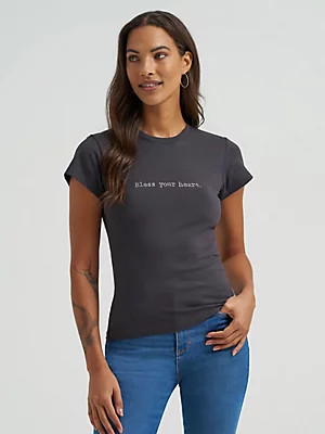 Women's Rhinestone Bless Your Heart Shrunken Band Tee | Wrangler