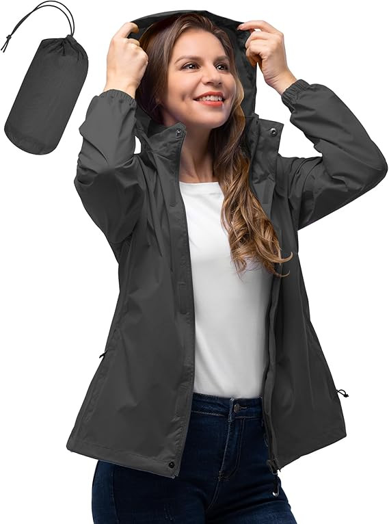 33,000ft Women's Rain Jacket Waterproof Lightweight Packable Raincoat with Hood for Golf Hiking T... | Amazon (US)