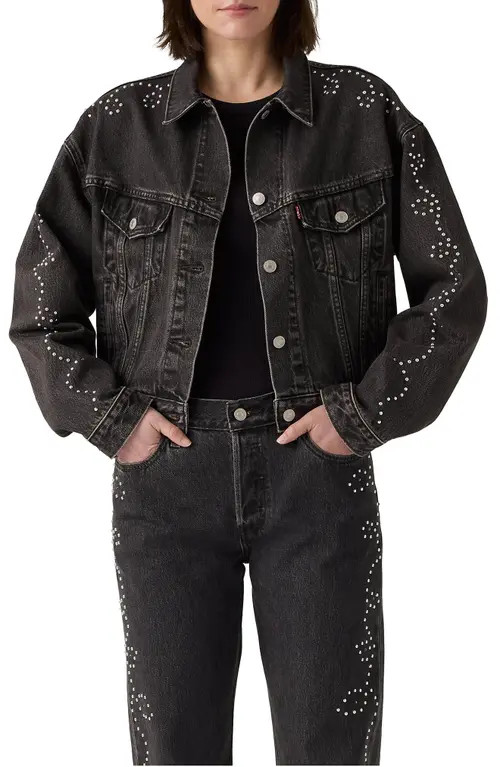 levi's Shrunken '90s Beaded Denim Trucker Jacket in Bejeweled Trucker at Nordstrom, Size X-Large | Nordstrom