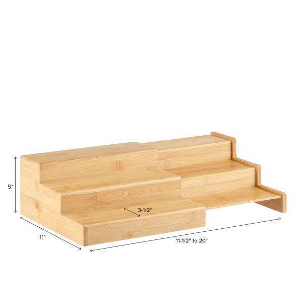 Large 3-Tier Bamboo Expanding Shelf | The Container Store