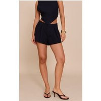 Black Woven Tailored Detail Shorts | PrettyLittleThing US