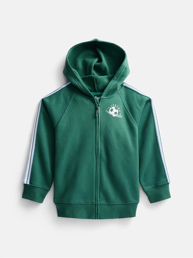 Wonder Nation Little Boys Raglan Zip Up Hoodie with Long Sleeves, Sizes 4-10 | Walmart (US)