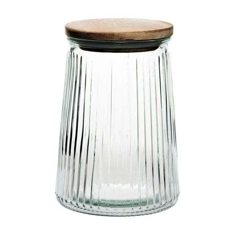 Amici Home Hawthorn Glass Canister, Storage Jar, 32 Fluid Ounces, Airtight, Ribbed Glass with Aca... | Walmart (US)