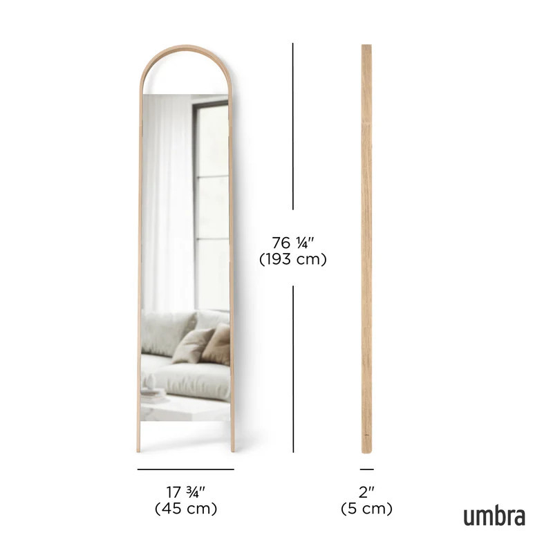 Bellwood Leaning Mirror - Natural Wood Mirrors | Umbra | Umbra