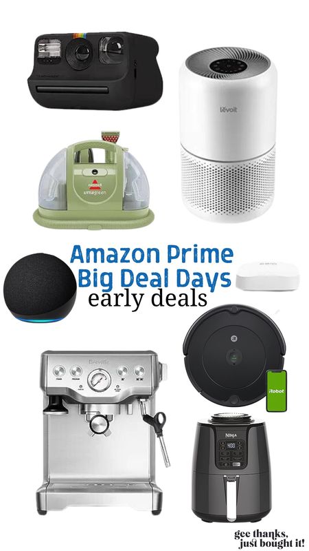 Amazon Prime - Prime Big Deals Day - Early Access Deals - Amazon Home - Amazon Finds - Little Green Machine - Roomba - Air Purifier - Echo Dot - Wi-Fi Extender - Espresso Machine 

#LTKhome #LTKsalealert #LTKxPrime