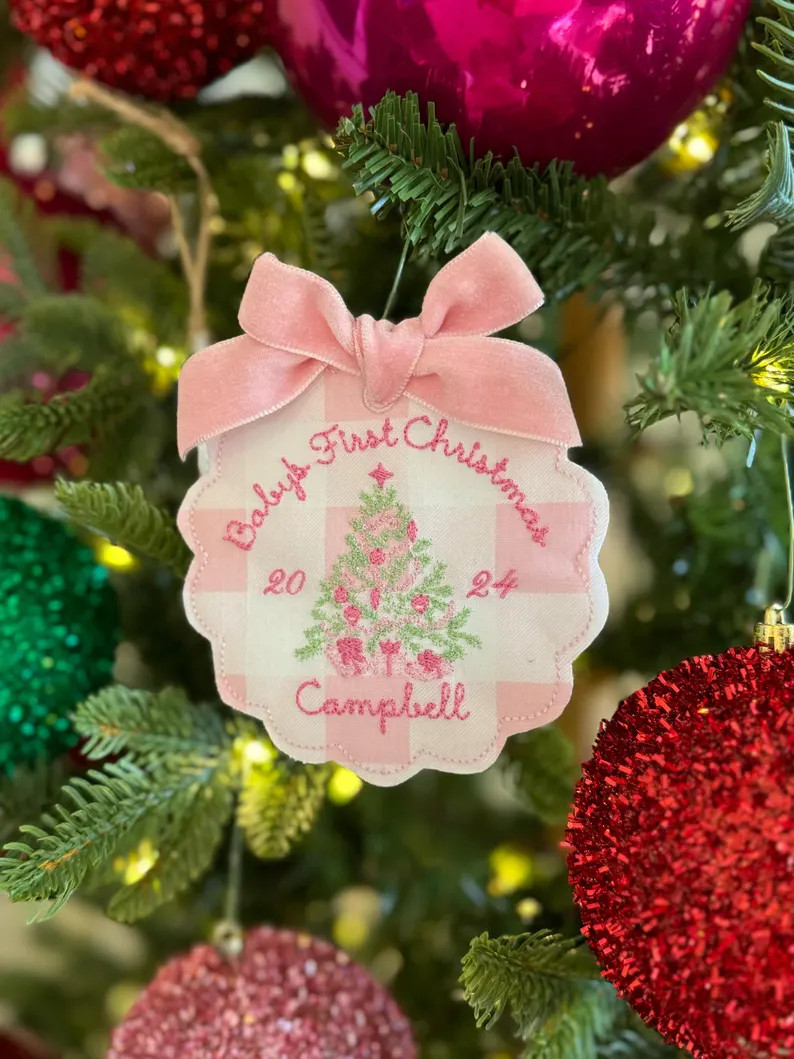 Embroidered Babys First Christmas Ornament Personalized Boy Girl - Etsy | Etsy (US)